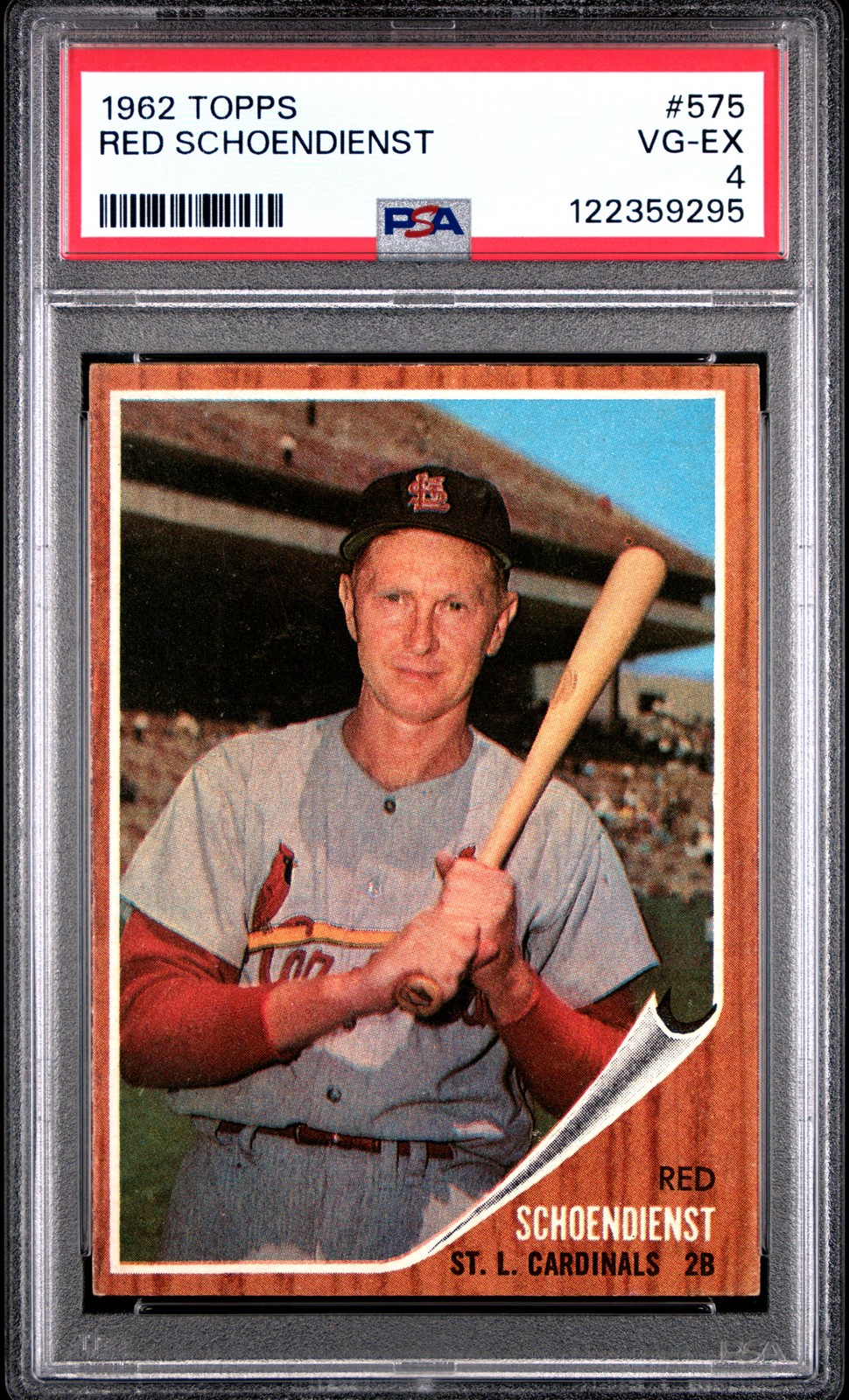 1962 Topps Red Schoendienst PSA 4 VGEX - Looks Better! High Number #575 Baseball