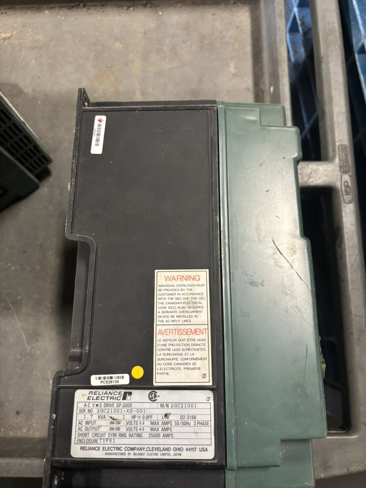 Reliance Electric 2GC21001 1HP AC Drive 200-230Vac 3Ph USED - Image 2 of 3