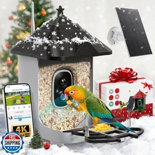 Nuctove Smart Bird Feeder with Camera Solar Powered, 4K HD Live V
