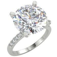 5.49 Ct Round Cut SI3/F Solitaire Pave Diamond Engagement Ring 14K White Gold