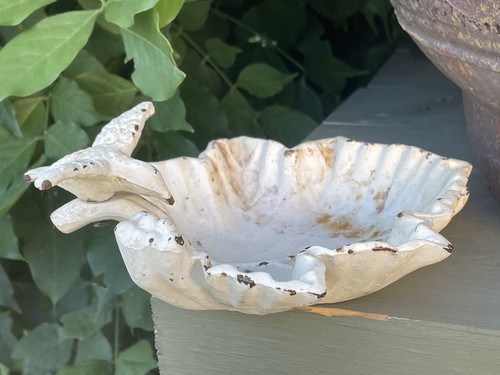 Cast Iron Bird Hummingbird Feeder Bath Leaf Green Garden Vintage Moveable SMALL