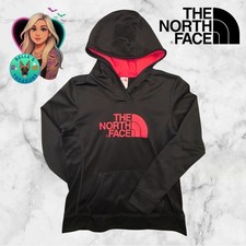 The North Face Hoodie Womens L Black Hooded Full Zip Jacket Fleece Hot Pink Dome