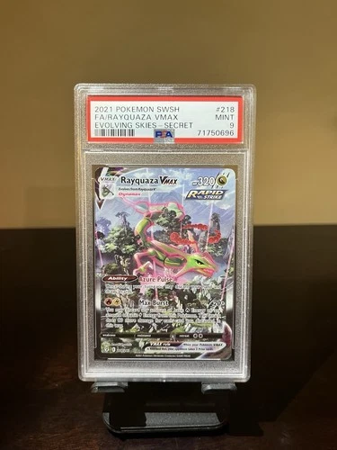2021 Pokémon Rayquaza VMAX 218 Alt Art Secret Rare SWSH Evolving Skies PSA 9