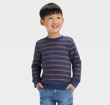 2 PACK: Cat  Jack Toddler Boys Striped Fleece Crewneck Sweater Sz 2T NEW W/ TAG