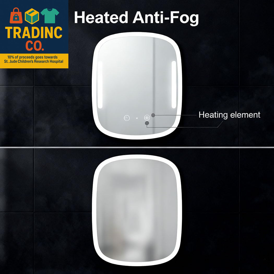 Heated Shower Mirror Fogless for Shaving with Light, Rechargeable Battery, Detac
