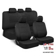PolyPro Car Seat Covers Full Set in Front and Rear Split Bench Solid Black