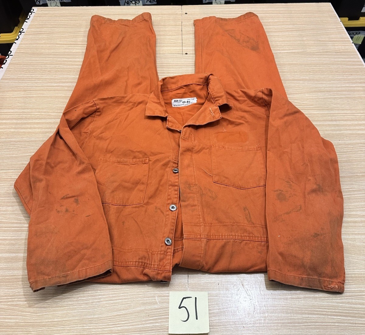 Retro Inmate Uniform Vintage GCA Jail Orange Jumpsuit Prison Inmate Costume, Size 48