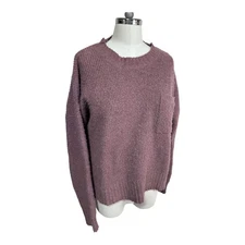 Pink Republic Knit Sweater Fuzzy Pullover Pocket Front Casual Mauve L