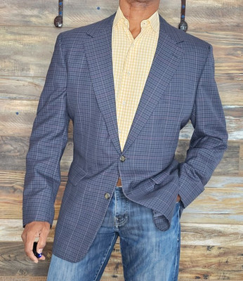 Vintage Brooks Brothers Established 1818 Blue Check Blazer Jacket 43L
