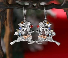  Christmas earrings Reindeer fashion jewelry NEW Free Shipping 1 Inch
