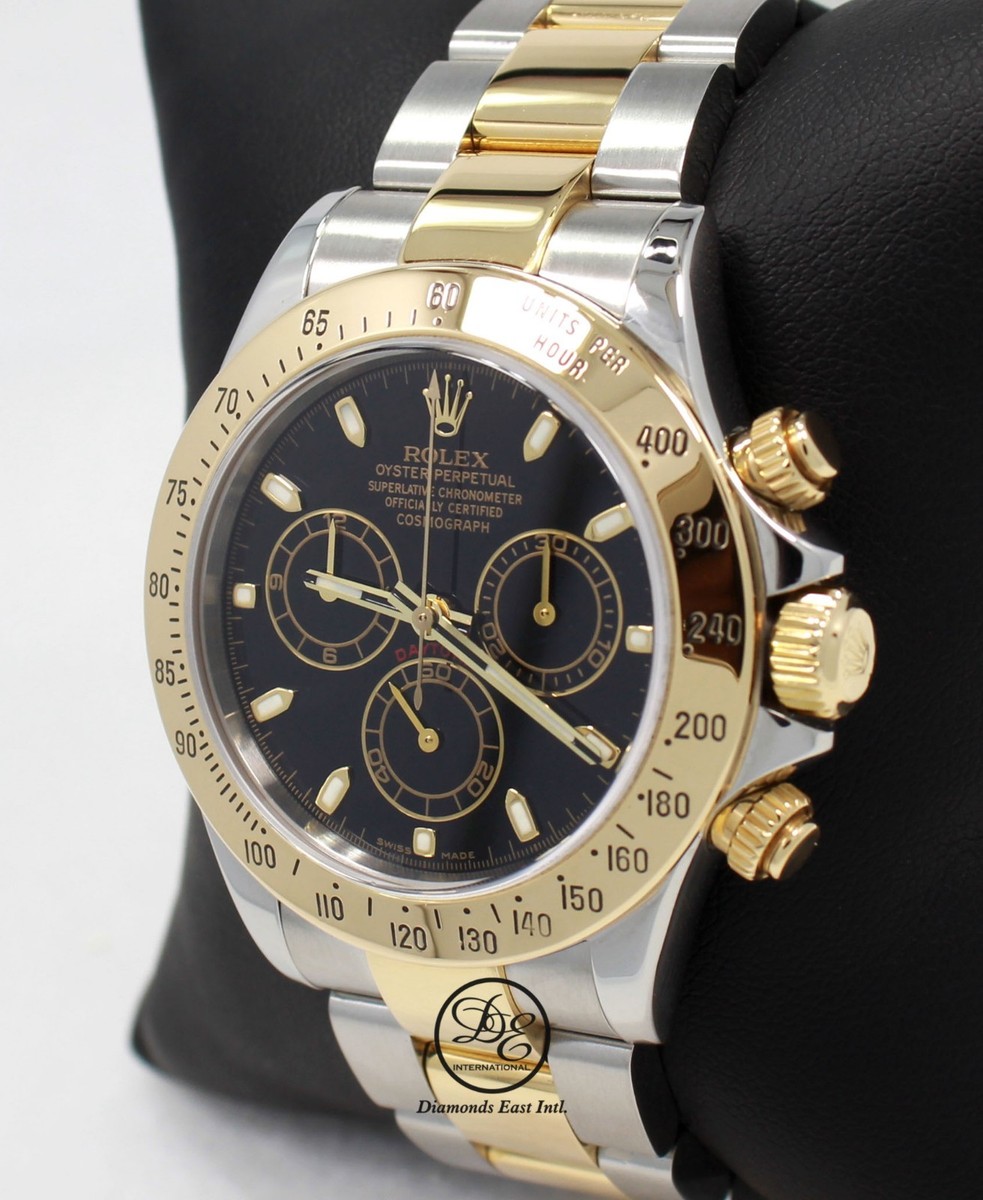Rolex Daytona 116523 Cosmograph 2Tone 18K Yellow Gold /SS Black