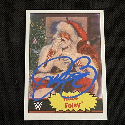 MICK FOLEY 2021 WWE LIVING SIGNED AUTOGRAPHED CARD SANTA CLAUS MERRY XMAS!