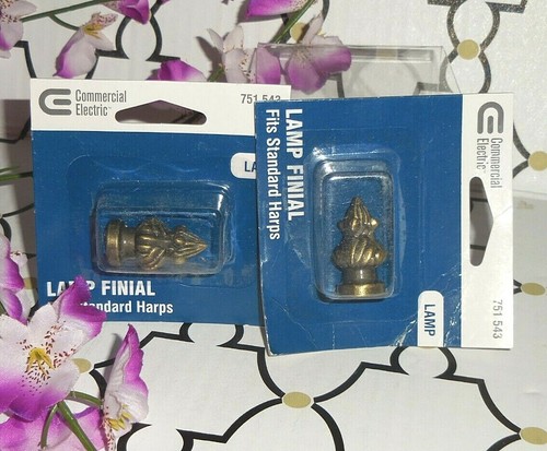 2 Commerical Electric ~ Antique Brass Lamp Finials ~ Acorn ~ Fits Standard Harps - Picture 5 of 5