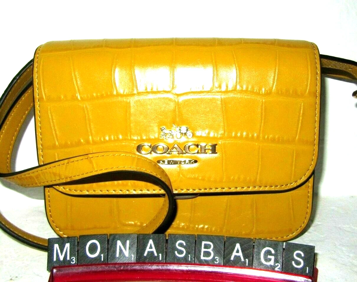 Borsa a tracolla Coach nuova C5627 mini Brynn in pelle di lino goffrata coccodrillo nuova con etichette $350