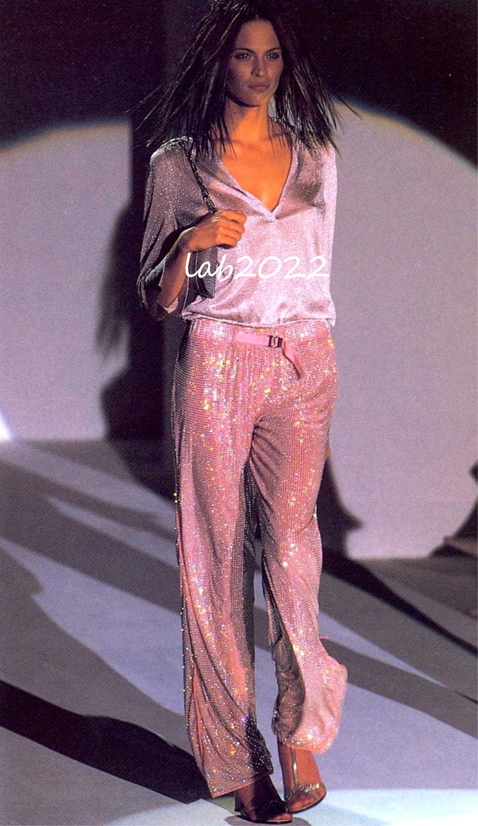 Gucci Tom Ford 2000 Pink Swarovski Crystal Pants Top Insanely