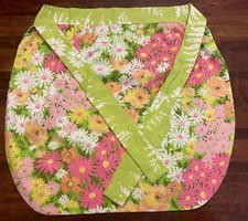 Vintage Half Apron Pink Flowers Organza with a White And Yellow Flowers- ￼ Retro