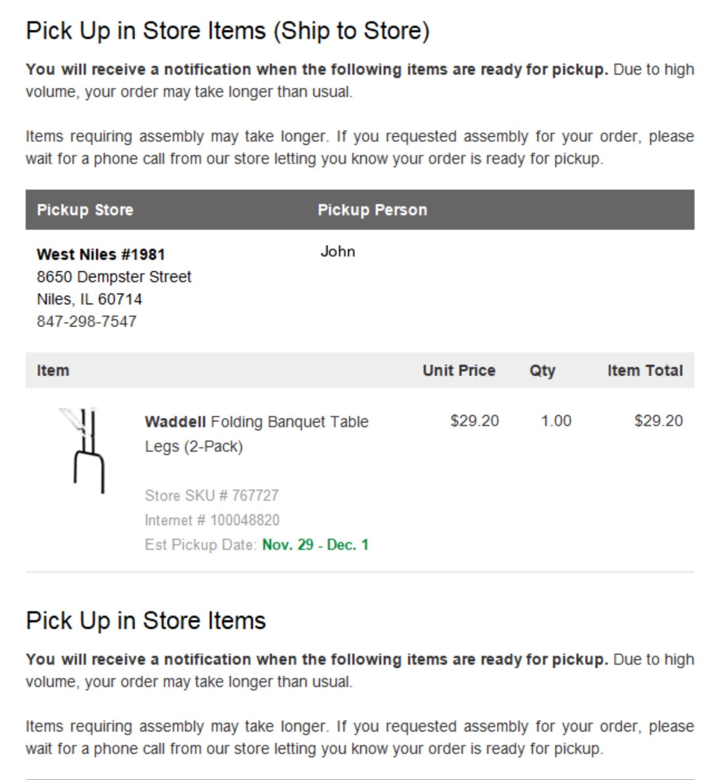 WADDELL Folding Banquet Table Legs (2Pack) (NEW) eBay