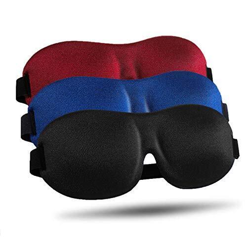 Sleep Mask 3 Pack, Upgraded 3D Contoured 100% Blackout Eye Black & Blue & Red - Picture 1 of 8
