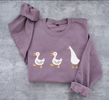 Duck Duck Goose Ultra Cozy Retro Drop Shoulder Graphic Lavender 3D SWEATER