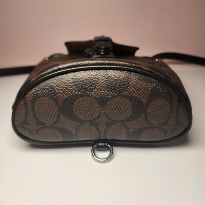 Coach Amelia Brown Black Signature Canvas Leather Convertible Backpack CL458 EX Coach Amelia Convertible Backpack In Signature Canvas  main image 2