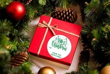 Green Personalized Christmas Round Sticker Labels-Happy Holiday Sticker