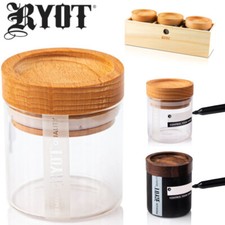 RYOT Storage Glass Jar with Wood Lid Walnut Jars Set Black Box Clear Kannastor