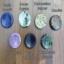 NATURAL CRYSTAL Worry Stone Palm Stone 45mm Polished Thumb Stone 40+ Varieties