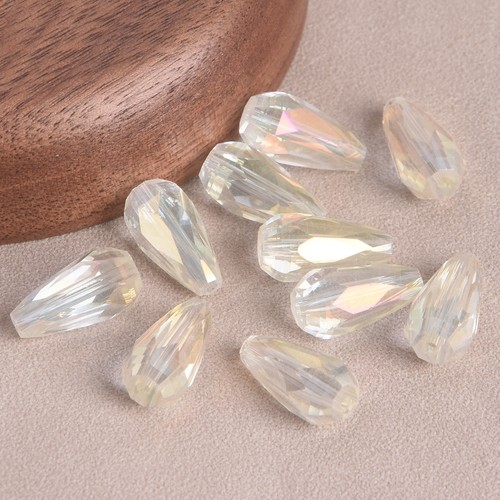 10pcs Teardrop Shape 16x8mm Faceted Cut Colorful Plated Crystal Glass Loose Bead - Foto 8 di 17