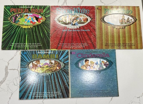 VTG 1962 Disney Magic Mirror Record Lot 5 Cinderella Pinocchio Snow White Bambi