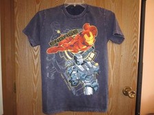 NEW Marvel Iron Man Youth Large L Size 14-16 Blue Acidwash Shirt