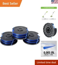 0.065" Dual Line Replacement Trimmer Line Spools - 3-Pack for Efficient Mowing