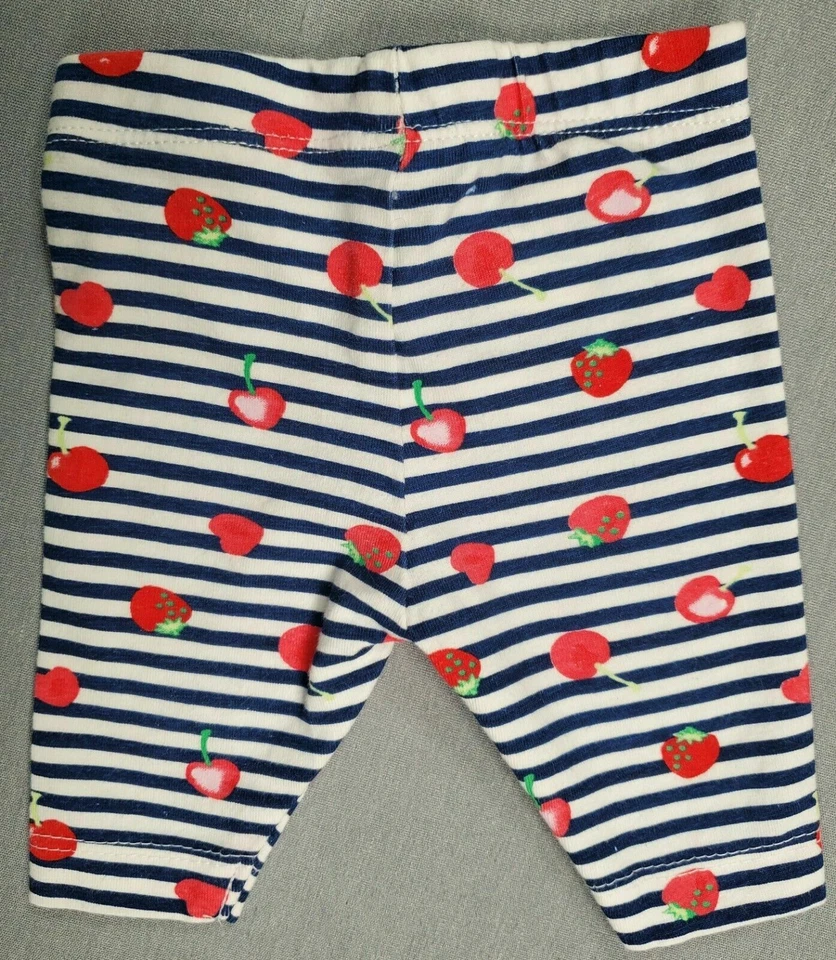 Baby Girl Clothes Koala Kids Newborn Strawberry Cherry Striped Capri Leggings - Image 2 of 2