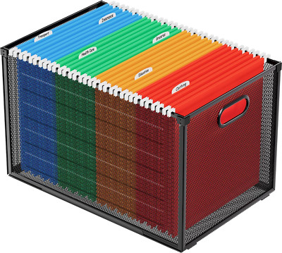 Hanging File Organizer Box, Mesh File Folder Organizer for Letter/Legal Size Fil