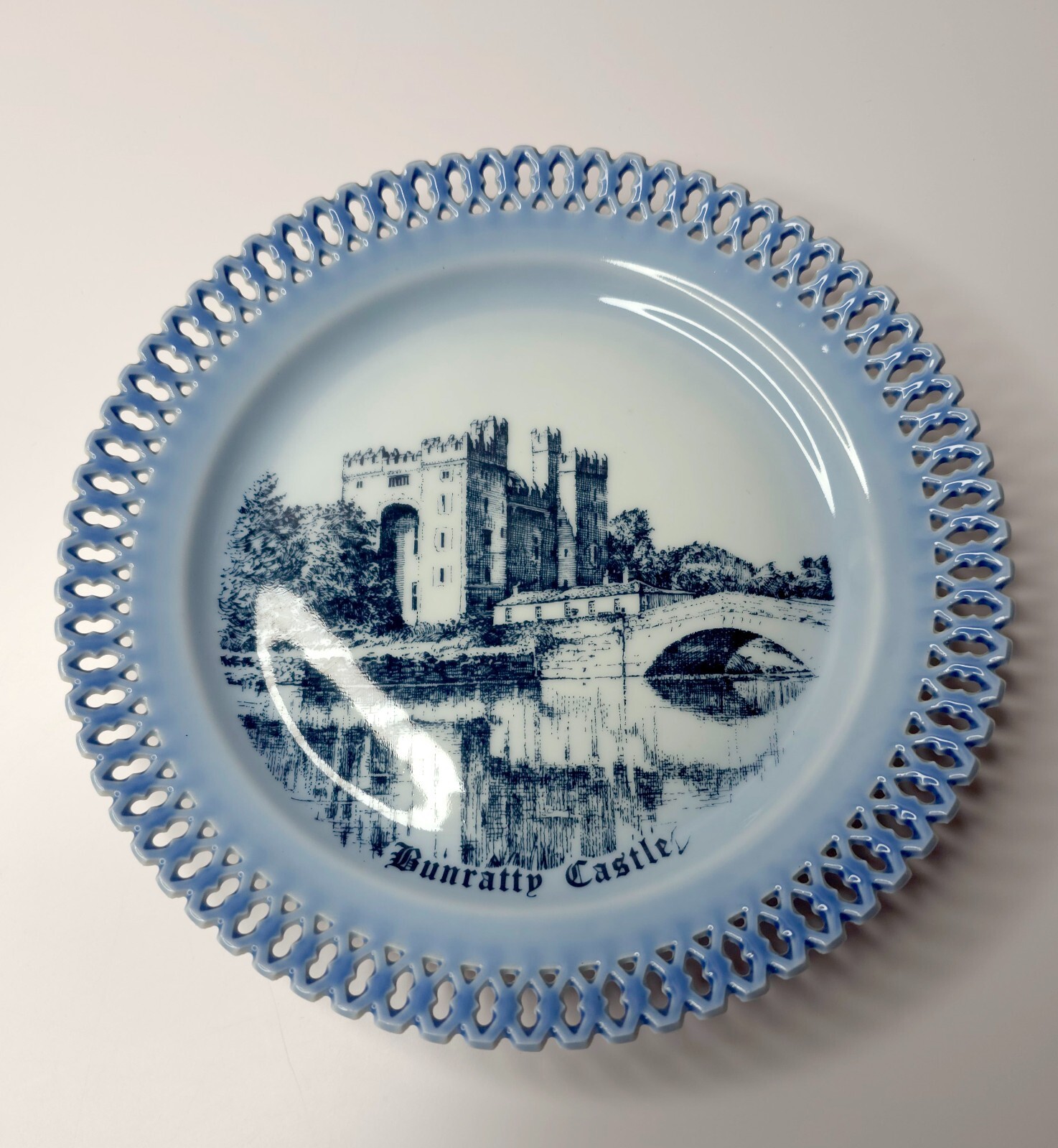 Vintage Bunratty Castle, Ireland Souvenir Plate B&G Porcelain Reticulated