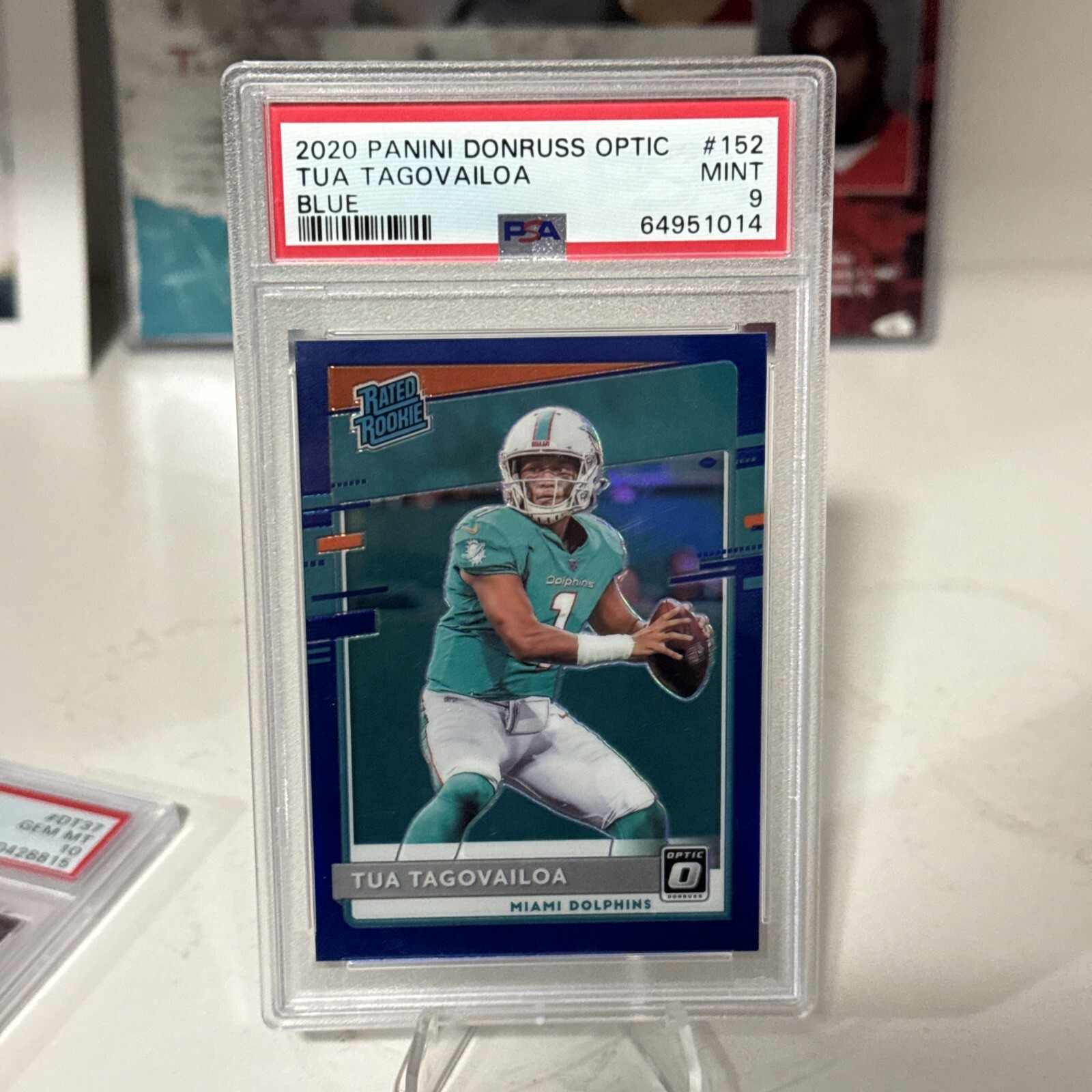 2020 Panini Donruss Optic Tua Tagovailoa Blue /179 PSA 9 Mint #152 Rookie RC