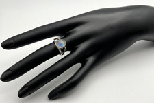 Solid Sterling Silver 925 MOONSTONE Band RING size 7 to 8 adjustable Vintage