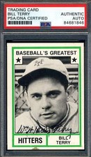 Bill Terry PSA DNA Signed 1982 TCMA Baseball's Greatest Autograph