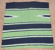 GREEN & BLACK COTTON WESTERN SADDLE BLANKET 30'' X 62''