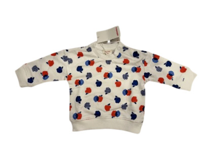 CatiMini Navy Apples Sweattop Size 3m NWT
