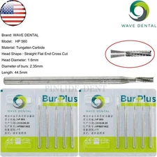 10PCS Wave Dental Carbide Bur HP Fit Low Speed Straight Handpiece 44.5mm HP560