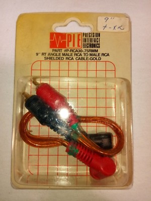 #ad PIE 9quot; RT ANGLE MALE TO MALE SHIELDED RCA CABLE GOLD P RCA30 .75RMM NEW $12.50
