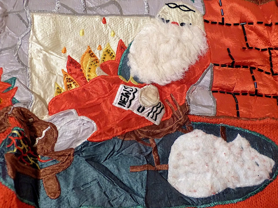 Pull festif party fêtes Père Noël chat applications strass 3XL 4XL Christmas - Photo 2/3