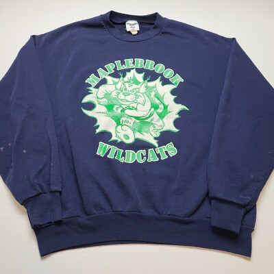 Vtg Maplebrook Elementary School Sweatshirt Mens XL Illinois Wildcats Y2k Z50