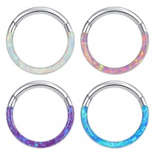 Anillos de tabique nariz ópalo 16G aro de acero inoxidable hélice daith tragus torre pendientes