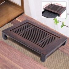Bamboo Gongfu Tea Tray with Drainage & Water Storage, Walnut, 40&times;27.5&times;7cm