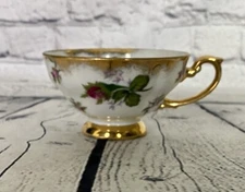 Vtg Shafford Bone China Tea Cup Handpainted Pink Roses Gold Trim *Video*