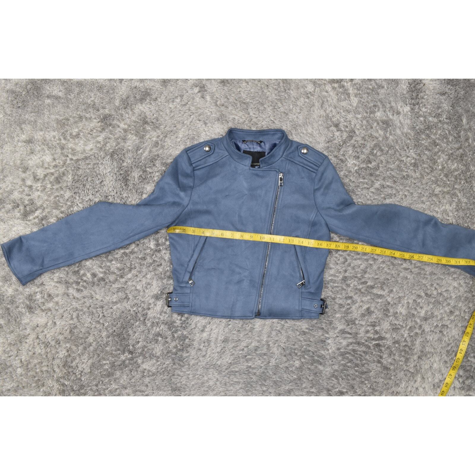 Banana Republic Blue Basic Jacket Crop Microfiber… - image 7