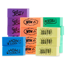 Pen  Gear Reward Erasers with Fun Prints, 25 Counts -- Assorted Colors