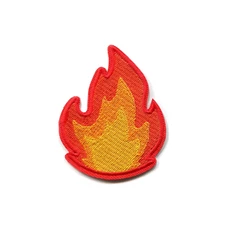 Flame Fire Emoji Embroidered Iron On Patch - Red and Yellow Heat Symbol Badge