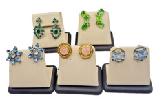 Set of 5 Clip On Earring / Imitation Gemstone Style Rhinestones, Floral  Bold